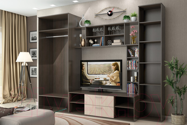 Изображение товара Стенка Stolline Милан / СТЛ.248.00МС (дуб феррара/дуб кремона)