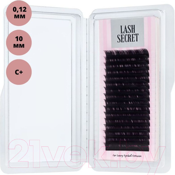 Изображение товара Ресницы для наращивания Lash Secret 0.12 С+ 10мм (16 линий, черный)