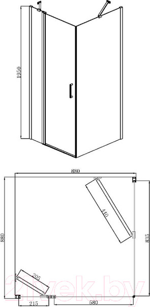 Изображение товара Душевой уголок Adema Сканди 90 (черный/прозрачное стекло)