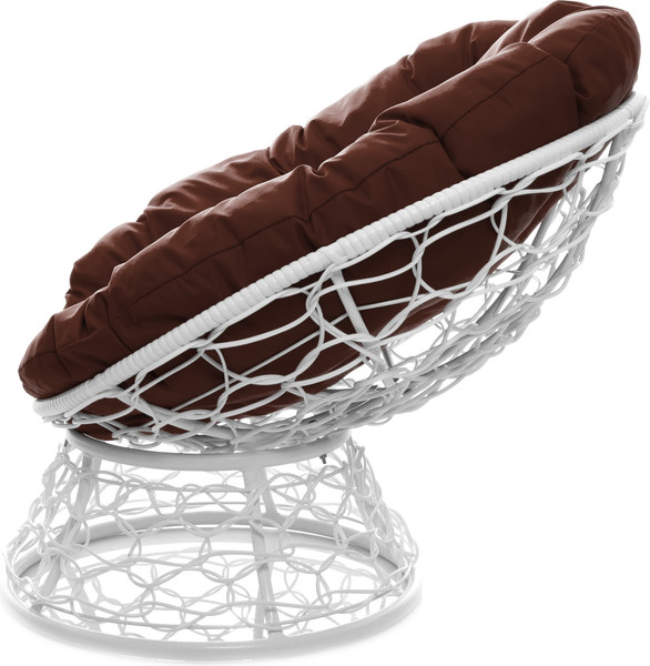 Изображение товара Кресло садовое M-Group Пончик / 12320105 (белый ротанг/коричневая подушка)