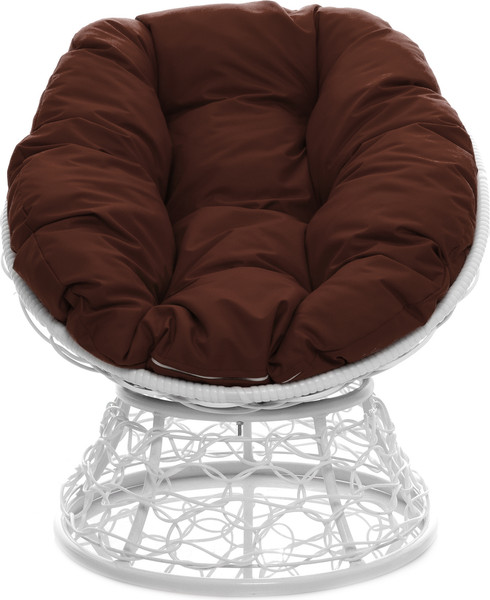 Изображение товара Кресло садовое M-Group Пончик / 12320105 (белый ротанг/коричневая подушка)