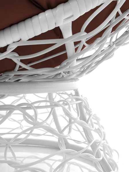 Изображение товара Кресло садовое M-Group Пончик / 12320105 (белый ротанг/коричневая подушка)