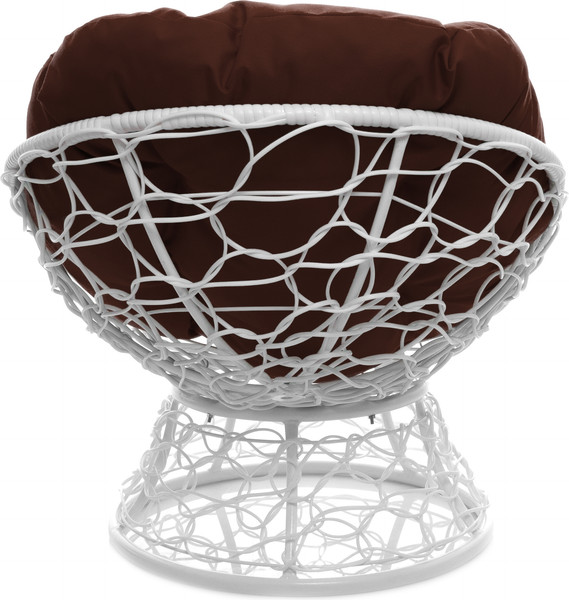 Изображение товара Кресло садовое M-Group Пончик / 12320105 (белый ротанг/коричневая подушка)