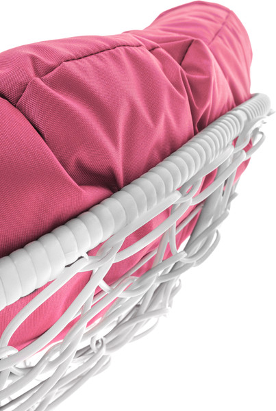 Изображение товара Кресло садовое M-Group Пончик / 12320108 (белый ротанг/розовая подушка)