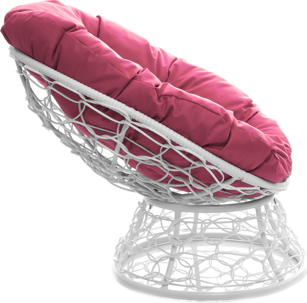 Изображение товара Кресло садовое M-Group Пончик / 12320108 (белый ротанг/розовая подушка)
