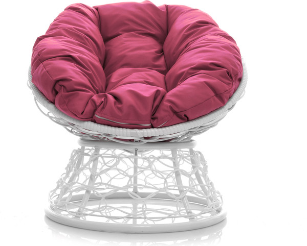 Изображение товара Кресло садовое M-Group Пончик / 12320108 (белый ротанг/розовая подушка)