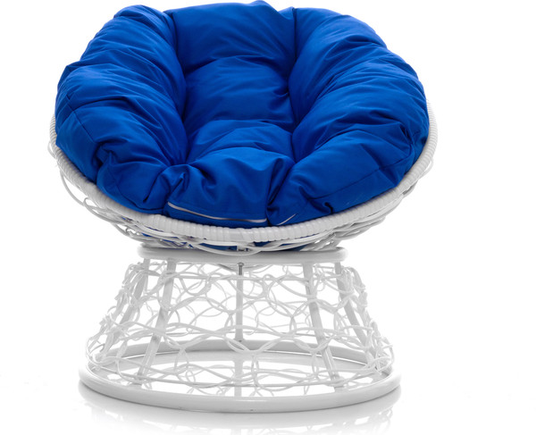 Изображение товара Кресло садовое M-Group Пончик / 12320110 (белый ротанг/синяя подушка)