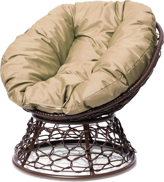 Изображение товара Кресло садовое M-Group Пончик / 12320201 (коричневый ротанг/бежевая подушка)
