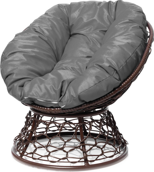 Изображение товара Кресло садовое M-Group Пончик / 12320209 (коричневый ротанг/серая подушка)