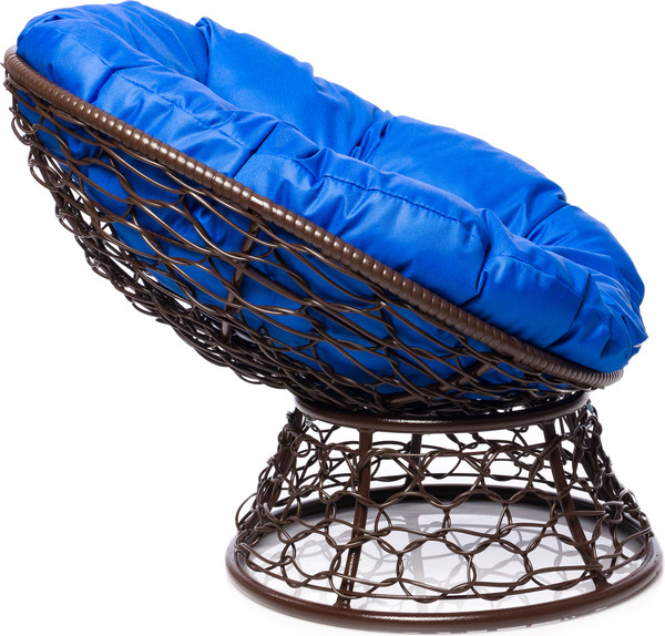 Изображение товара Кресло садовое M-Group Пончик / 12320210 (коричневый ротанг/синяя подушка)