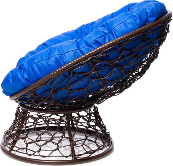 Изображение товара Кресло садовое M-Group Пончик / 12320210 (коричневый ротанг/синяя подушка)