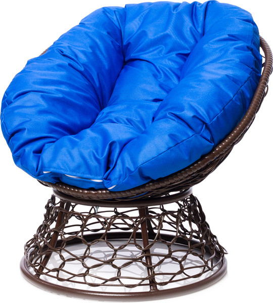 Изображение товара Кресло садовое M-Group Пончик / 12320210 (коричневый ротанг/синяя подушка)