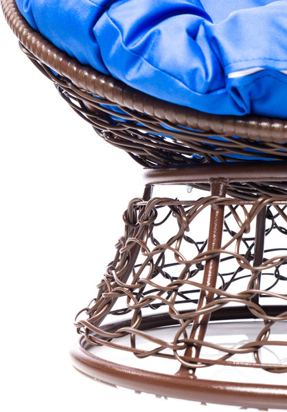 Изображение товара Кресло садовое M-Group Пончик / 12320210 (коричневый ротанг/синяя подушка)