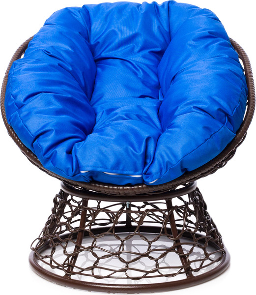 Изображение товара Кресло садовое M-Group Пончик / 12320210 (коричневый ротанг/синяя подушка)