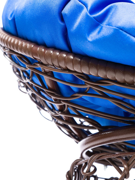 Изображение товара Кресло садовое M-Group Пончик / 12320210 (коричневый ротанг/синяя подушка)