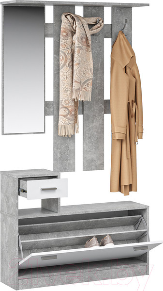 Изображение товара Секция в прихожую Империал Интер (ателье светлый/белый)