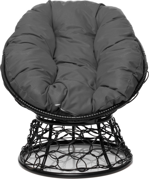 Изображение товара Кресло садовое M-Group Пончик / 12320409 (черный ротанг/серая подушка)