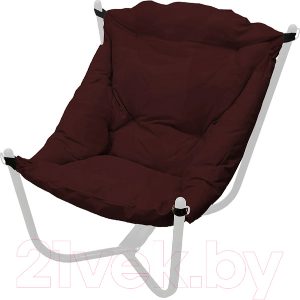Изображение товара Кресло садовое M-Group Чил / 12360102 (белый/бордовая подушка)
