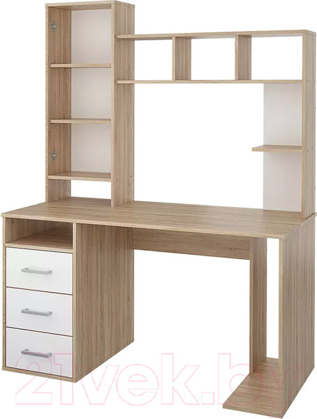Изображение товара Компьютерный стол Stolline Мика с надстройкой / СТЛ.165.16 (дуб сонома/белый)