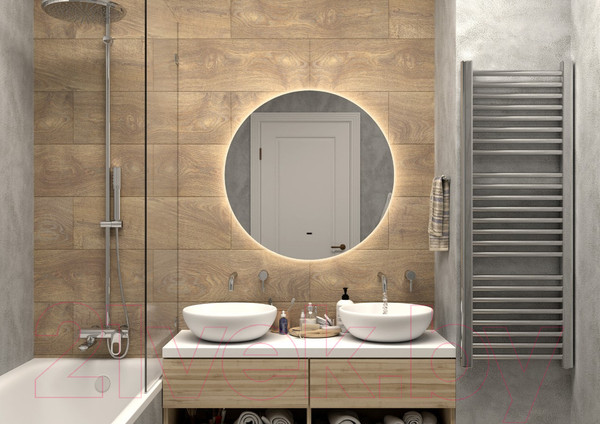 Изображение товара Зеркало Континент Ajour Led D 64.5 (часы, нейтральная подсветка)