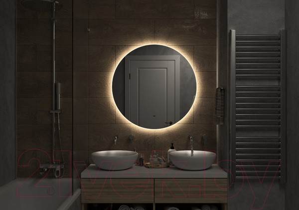 Изображение товара Зеркало Континент Ajour Led D 64.5 (часы, нейтральная подсветка)