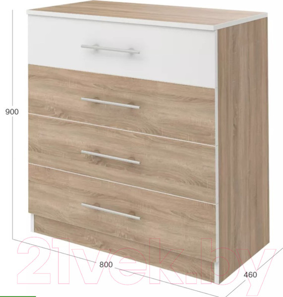 Изображение товара Комод Stolline Оливия с 4 ящиками / СТЛ.109.07 (дуб сонома/белый)