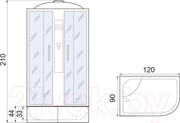 Изображение товара Душевая кабина RIVER Desna 120/90/44 MT L