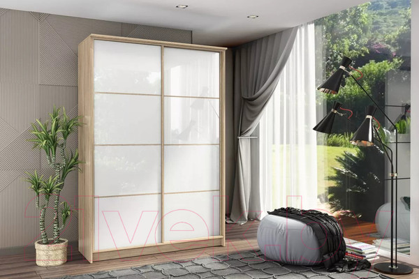 Изображение товара Шкаф-купе Stolline Байкал-2 2-х дверный / СТЛ.268.11 (дуб сонома/белый глянец)