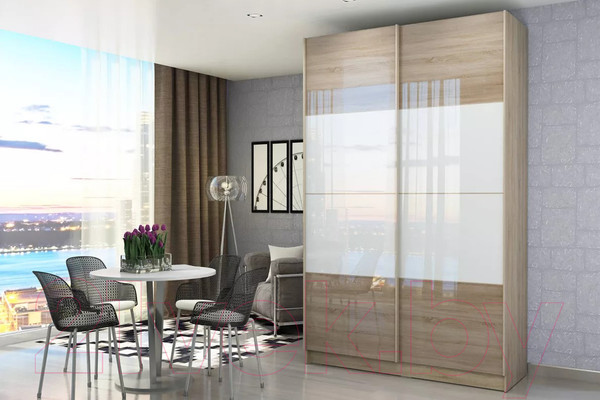 Изображение товара Шкаф-купе Stolline Марвин-3 2-х дверный / СТЛ.299.05 (дуб сонома/белый глянец/дуб светлый)