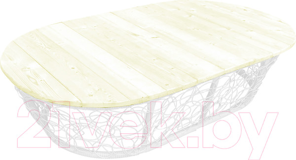 Изображение товара Стол садовый M-Group Мамасан овальный / 19060100 (белый с ротангом)