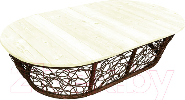 Изображение товара Стол садовый M-Group Мамасан овальный / 19060200 (коричневый с ротангом)