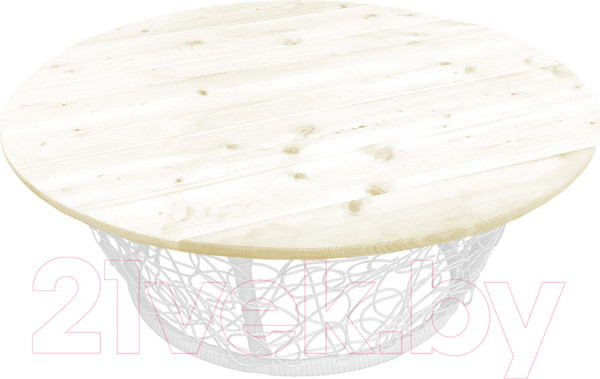 Изображение товара Стол садовый M-Group Папасан круглый / 19040100 (белый с ротангом)