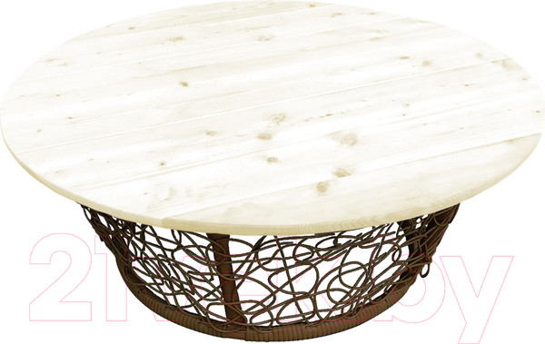 Изображение товара Стол садовый M-Group Папасан круглый / 19040200 (коричневый с ротангом)