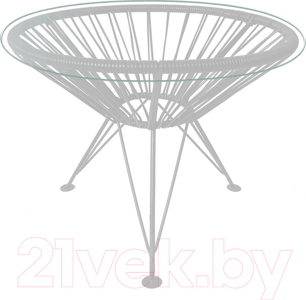 Изображение товара Стол садовый M-Group Ракушка со стеклом / 19140100 (белый с ротангом)