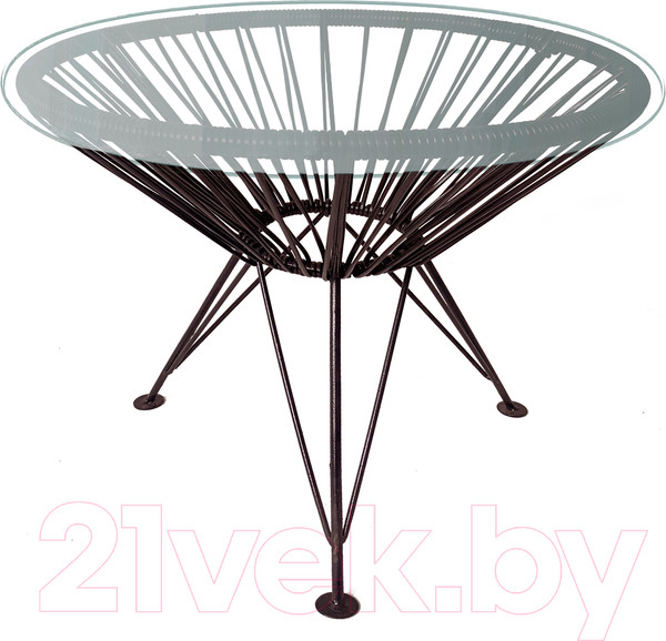 Изображение товара Стол садовый M-Group Ракушка со стеклом / 19140200 (коричневый с ротангом)
