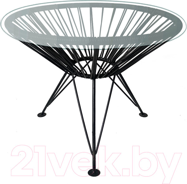 Изображение товара Стол садовый M-Group Ракушка со стеклом / 19140400 (черный с ротангом)