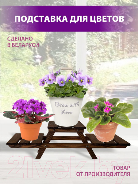 Изображение товара Стойка для цветов БСМ Двухъярусная БСМ0061.01 (коричневый)