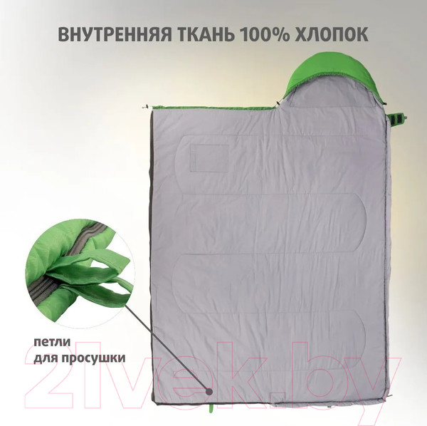 Изображение товара Спальный мешок Helios Toro Wide 400L 220x90 / T-HS-SB-TW-400L (салатовый)