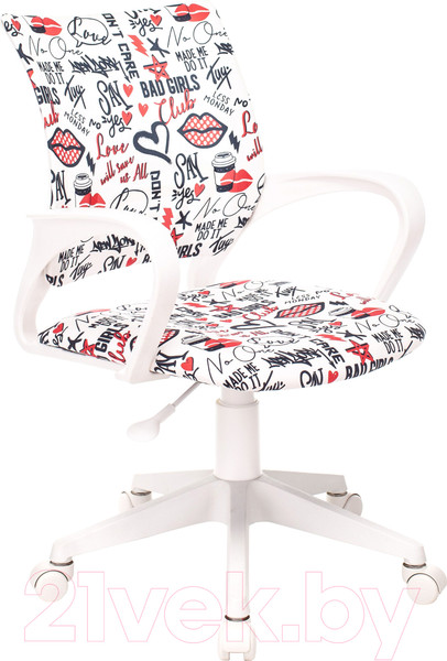 Изображение товара Кресло детское Бюрократ Burokids 1W / 1920815 (мультиколор красные губы/пластик белый)