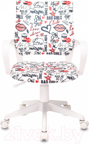 Изображение товара Кресло детское Бюрократ Burokids 1W / 1920815 (мультиколор красные губы/пластик белый)