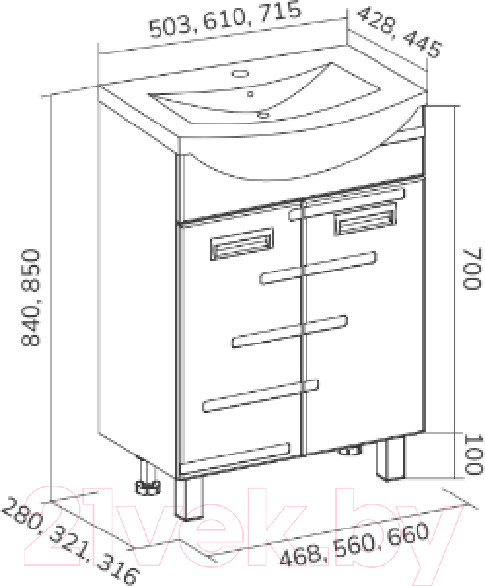 Изображение товара Тумба под умывальник Volna Joli 50.2D Ладога