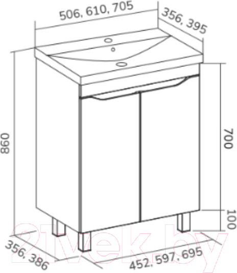 Изображение товара Тумба под умывальник Volna Lake 60.2D