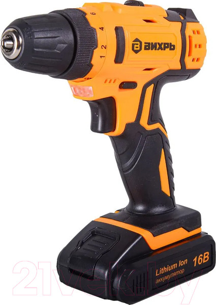 Изображение товара Аккумуляторная дрель-шуруповерт Вихрь ДА-16Л-2КА (72/14/49)