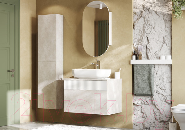 Изображение товара Шкаф-полупенал для ванной Акватон Марбл Слэйт (1A276403MH8A0)