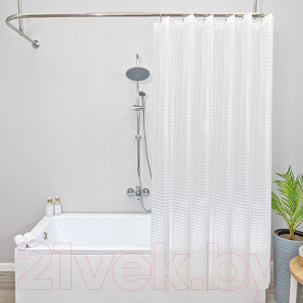 Изображение товара Шторка-занавеска для ванны Вилина Кристалл Peva. Призма / 7179-10015-1 (180x180, прозрачный)