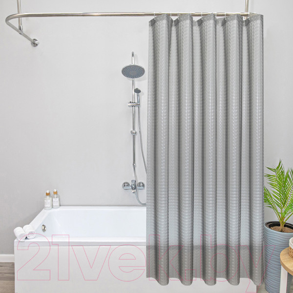 Изображение товара Шторка-занавеска для ванны Вилина Кристалл Peva. Призма / 7179-10015-7 (180x180, серый)