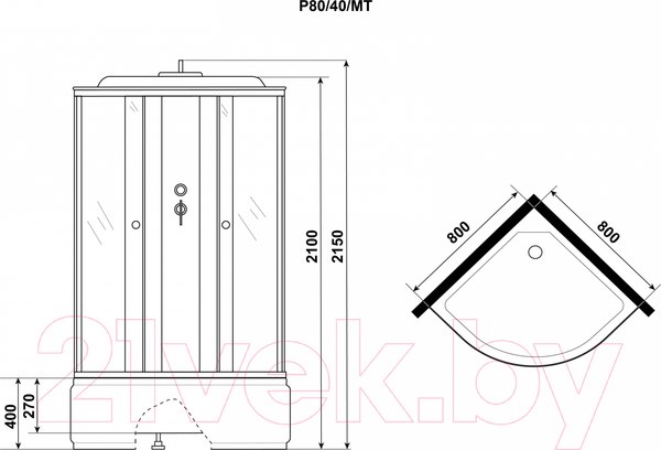 Изображение товара Душевая кабина Niagara Promo P80/40/MT 80x80x215