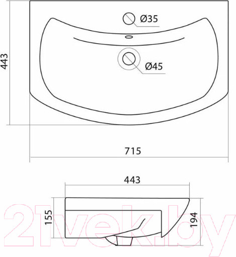 Изображение товара Тумба с умывальником Volna Joli 70.1D.2Y Балтика 70 (напольная)
