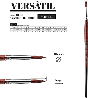 Изображение товара Кисть для рисования Escoda Versatil Brush. Синтетика веерная №4 / S3040-4 (темно-коричневый)