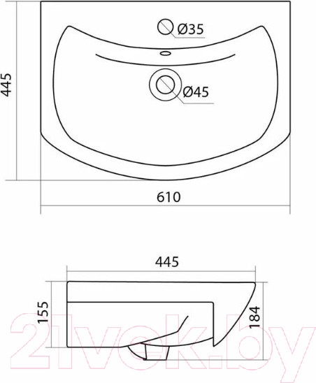 Изображение товара Тумба с умывальником Volna Adel 60.1Y Балтика 60 (подвесная)